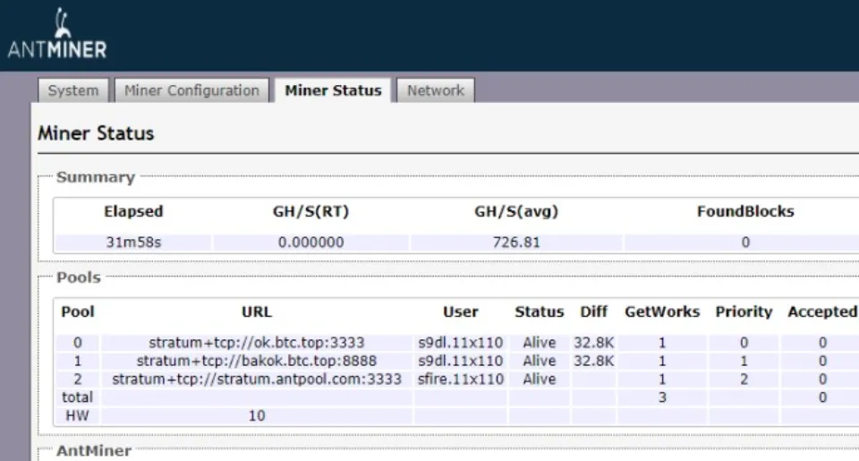 Bitmain Antminer E9 Hashrate Showing ZERO